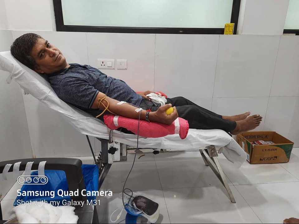 Volunteer donating blood