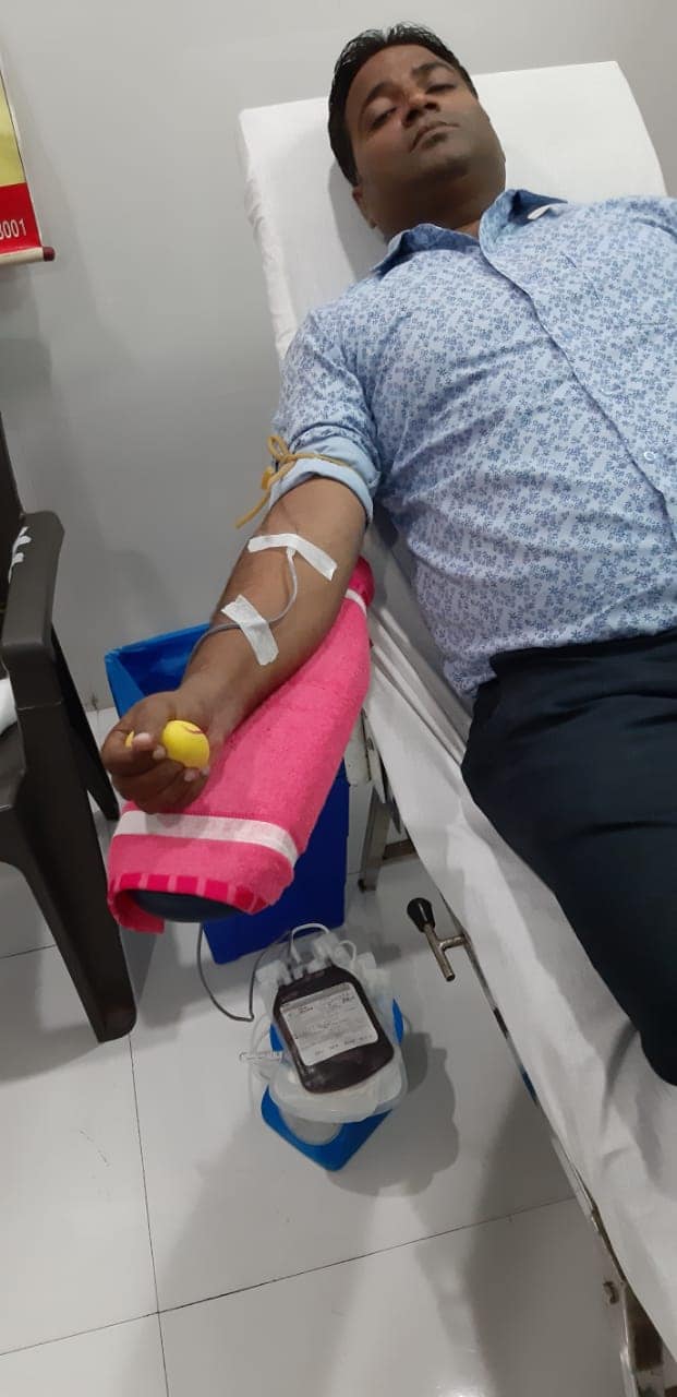 Volunteer donating blood