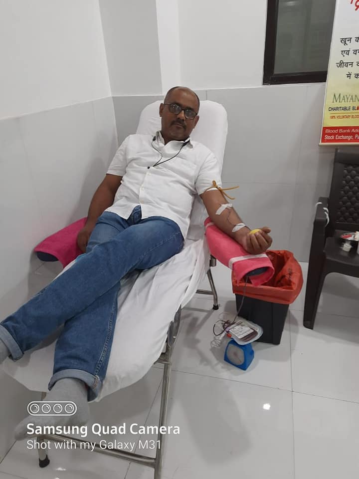 Donor at blood bank